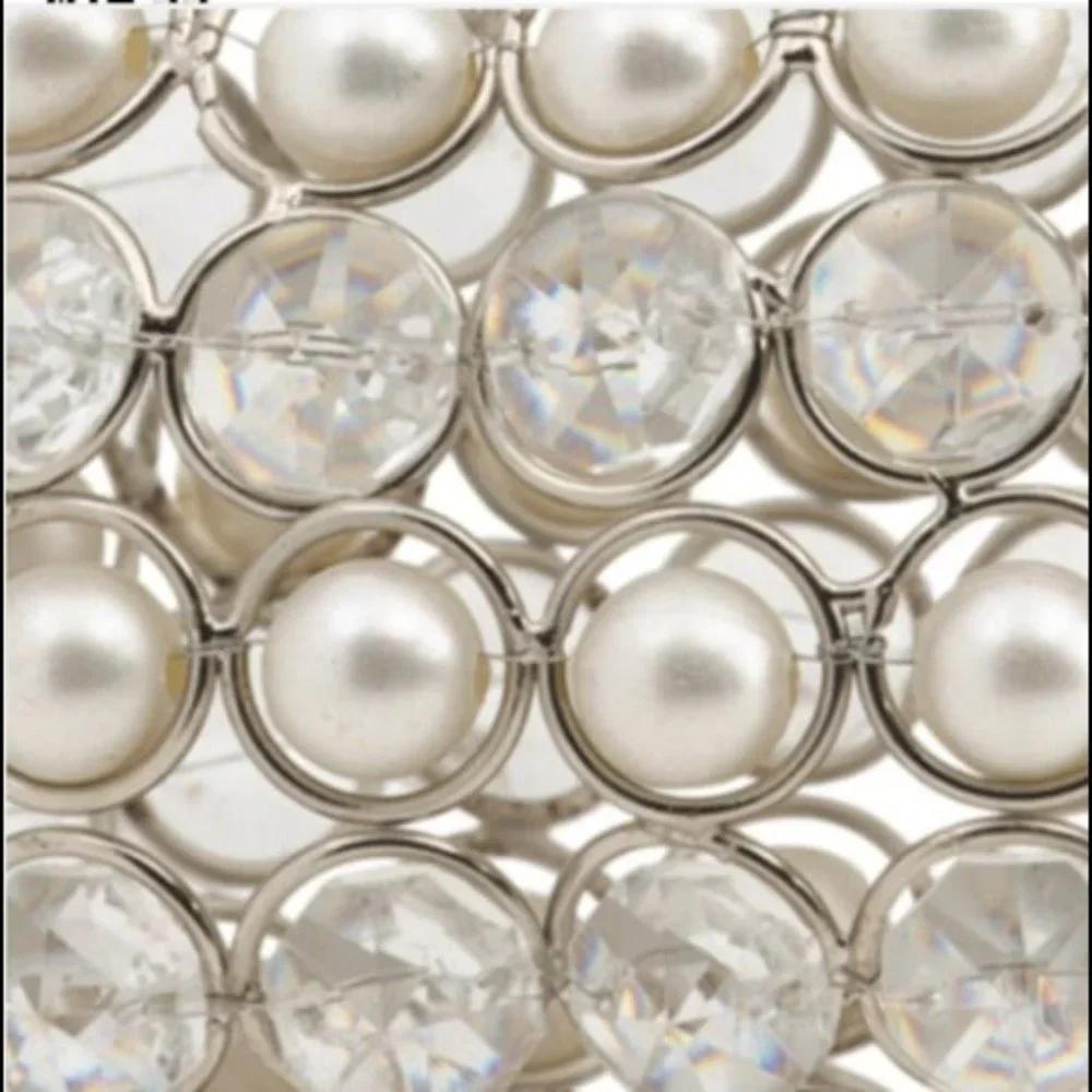 Faux Crystal Pearl Decorative Pumpkin Silver Metal Jeweled Elegant Fall Decor 8